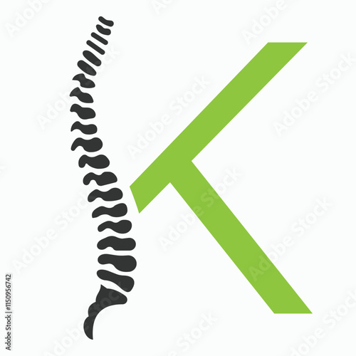 Initial Letter K Spine Logo Concept For Chiropractic Logo Design, Medical Physiotherapy Symbol