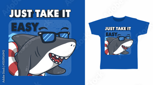 Cool shark hand drawn illustration, vector ready for print on t-shirt and other uses.
