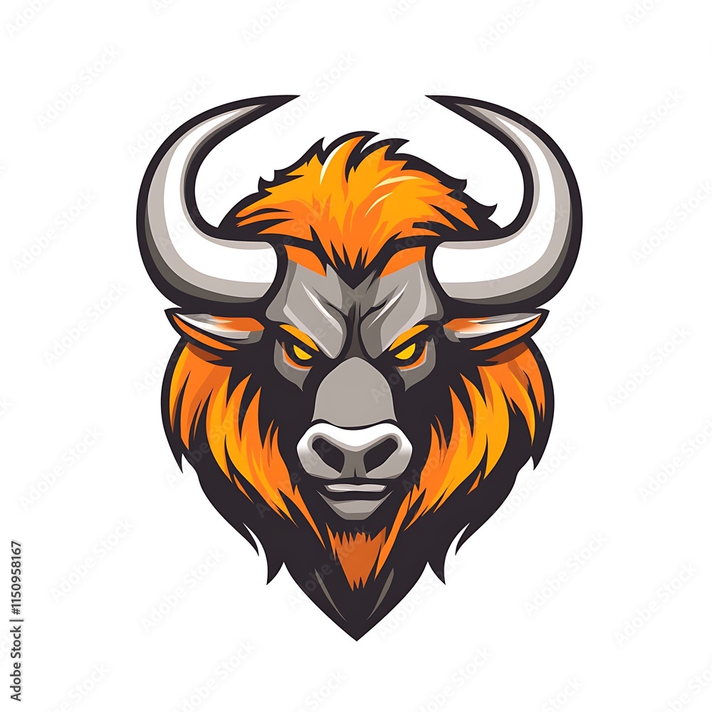 Fototapeta premium Aggressive Bison Head Logo. Concept of Strength, Power, and Wildness.