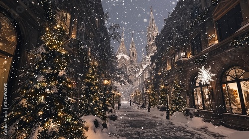 Snowy Christmas Eve in a Charming European City