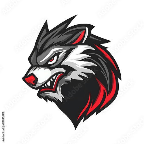 Wallpaper Mural Angry Wolf Mascot Logo. Aggressive Wild Animal Graphic Design. Torontodigital.ca