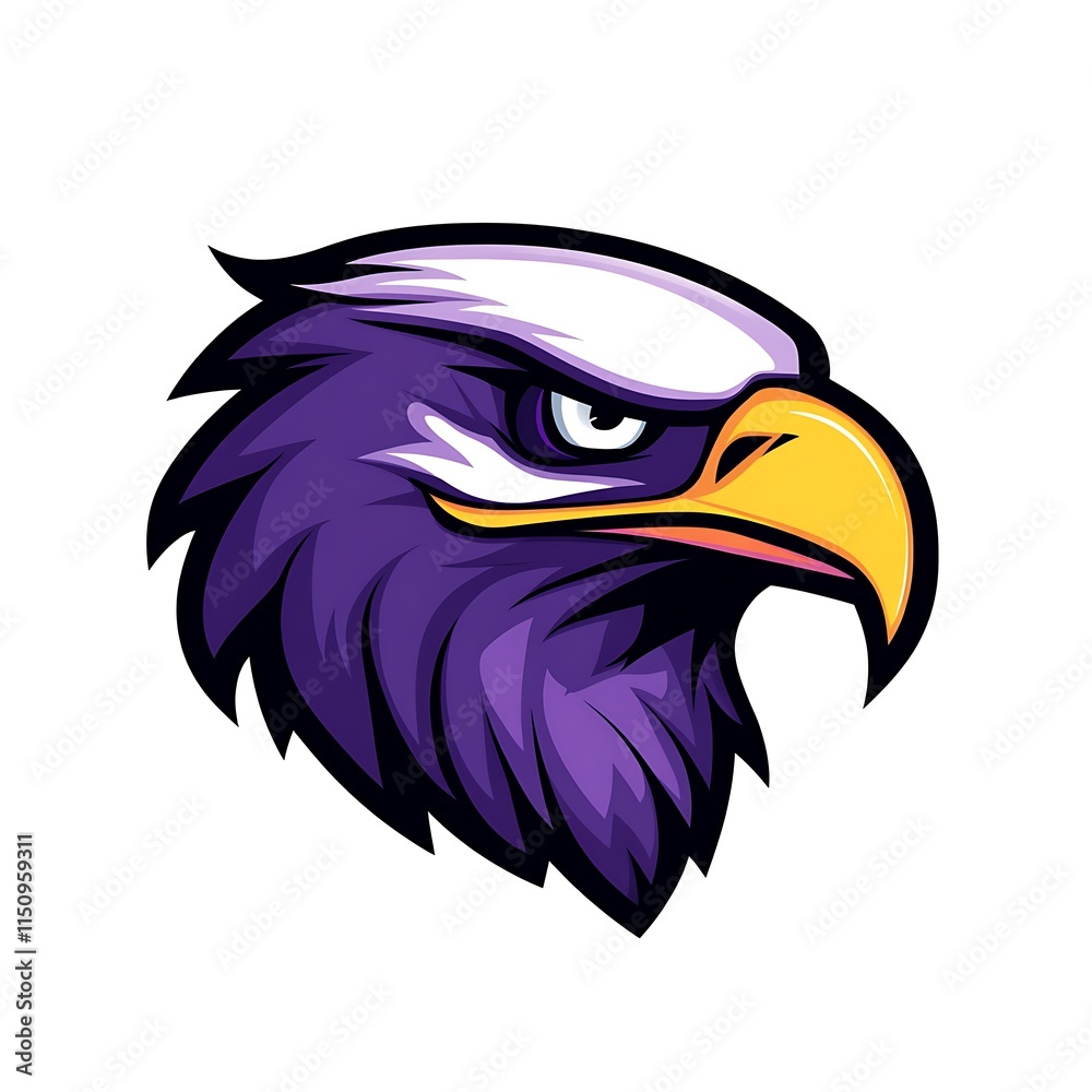 Obraz premium Purple Eagle Head Logo. Powerful and Majestic Design.
