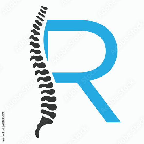 Initial Letter R Spine Logo Concept For Chiropractic Logo Design, Medical Physiotherapy Symbol