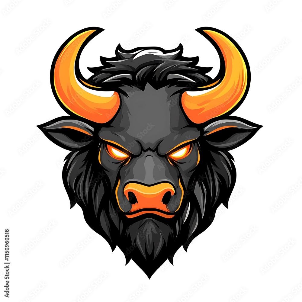 Fototapeta premium Angry Black Bull Head Logo. Concept of Strength, Power, and Aggression.