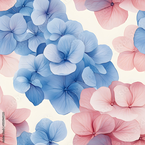 Pastel Hydrangea Floral Seamless Pattern Background