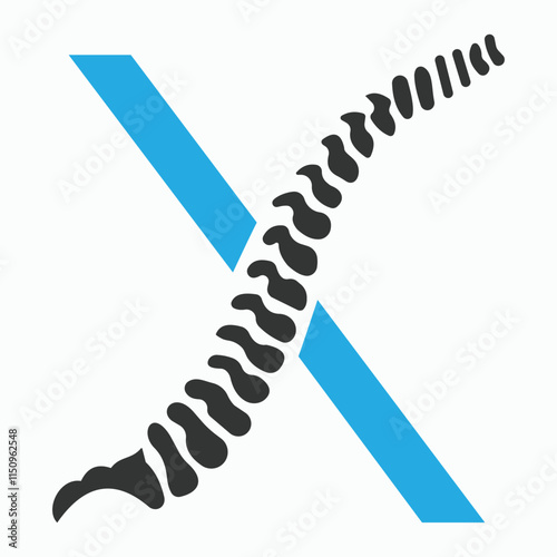 Initial Letter X Spine Logo Concept For Chiropractic Logo Design, Medical Physiotherapy Symbol