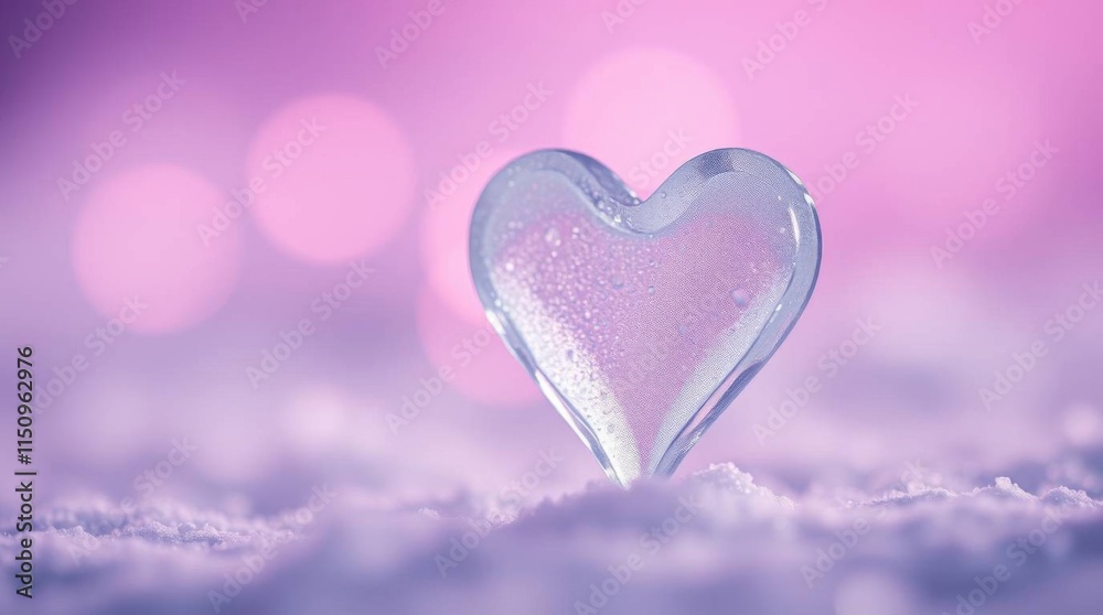 Obraz premium Frosted Heart in a Dreamy Pink Mist
