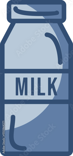milk bottle vector icon, transparent background. replaceable blue color design