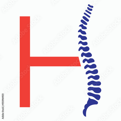 Initial Letter H Spine Logo Concept For Chiropractic Logo Design, Medical Physiotherapy Symbol