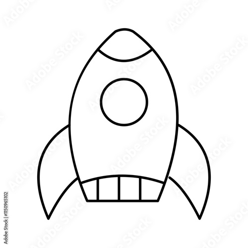 Dynamic rocket element showcasing hand drawn design, flames, and propulsion. Ideal for space-themed designs, technology visuals, or concepts of innovation, exploration, and futuristic adventures.