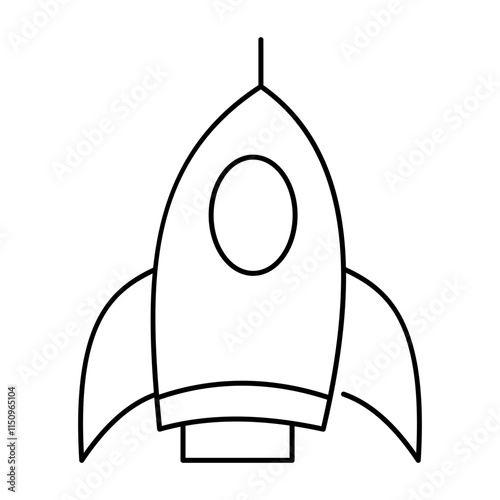 Dynamic rocket element showcasing hand drawn design, flames, and propulsion. Ideal for space-themed designs, technology visuals, or concepts of innovation, exploration, and futuristic adventures.