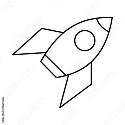 Dynamic rocket element showcasing hand drawn design, flames, and propulsion. Ideal for space-themed designs, technology visuals, or concepts of innovation, exploration, and futuristic adventures.