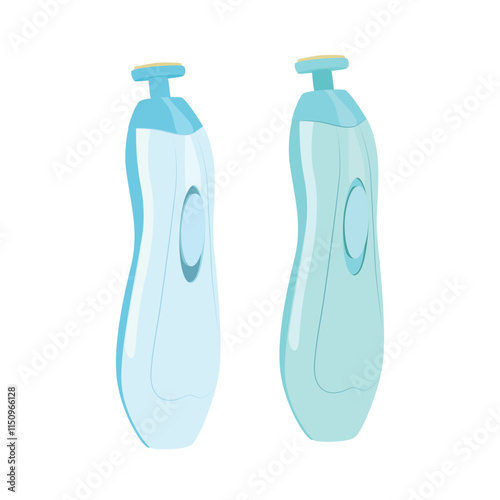 Baby nail trimmer vector. Baby nail grinder vector. Electrical nail caring equipment. Baby product. Flat vector in cartoon style isolated on white background.