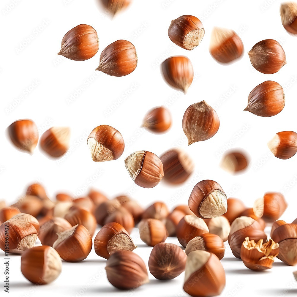 Flying popcorn seeds isolated on white background Flying popcorn seeds isolated on white background