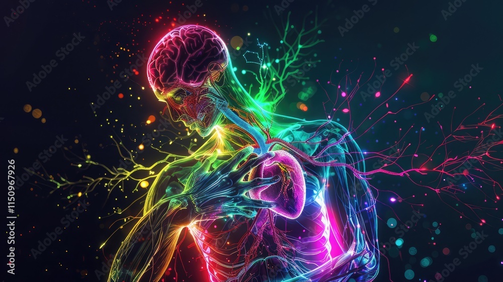 Glowing Human Anatomy with Vibrant Colors Glowing Human Anatomy with Vibrant Colors