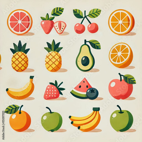 set of fruits and berries