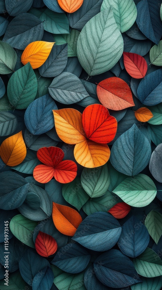 Leaves made of paper,like a photograph Leaves made of paper,like a photograph