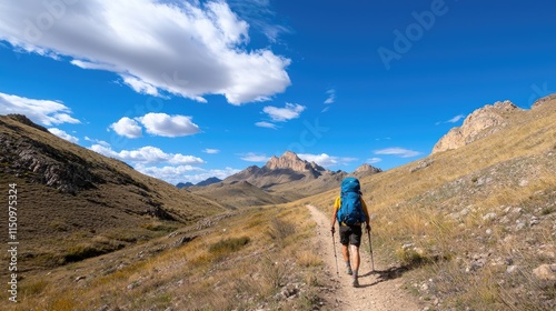 Scenic Mountain Trail Adventure with Hiker