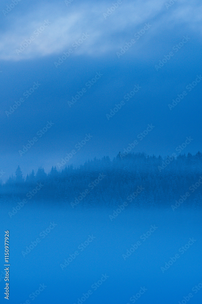 Fototapeta premium Evening by the Kauserudtjernet Lake, Toten, Norway, in Decmber.