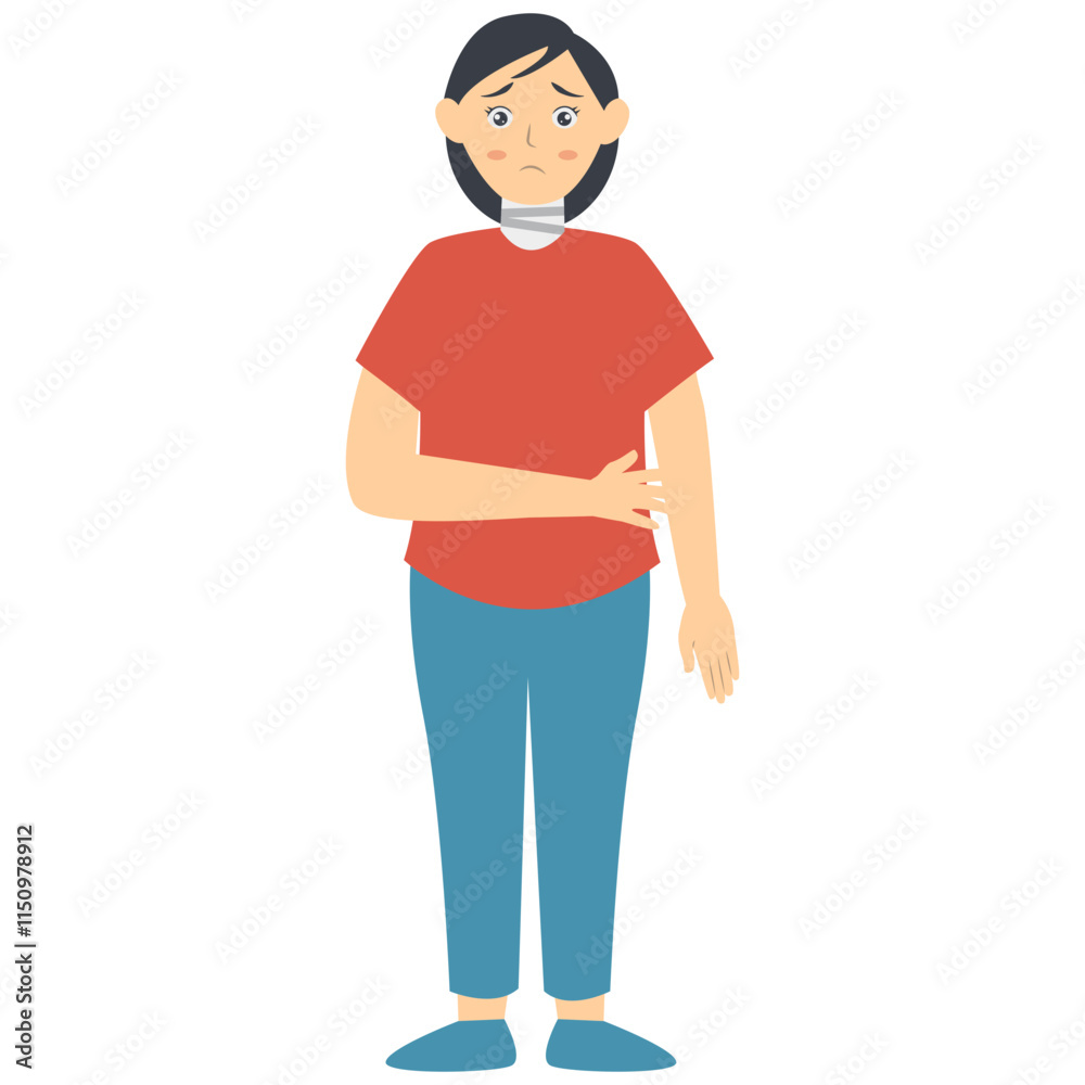 Woman with Pain and Injury. Vector Character Isolated on White Background Woman with Pain and Injury. Vector Character Isolated on White Background