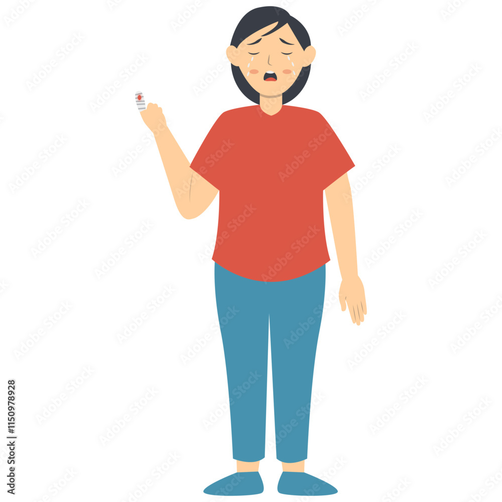 Woman with Pain and Injury. Vector Character Isolated on White Background Woman with Pain and Injury. Vector Character Isolated on White Background