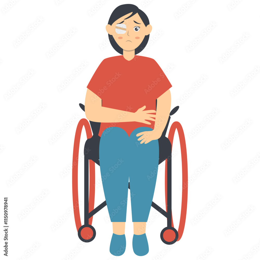 Woman with Pain and Injury. Vector Character Isolated on White Background Woman with Pain and Injury. Vector Character Isolated on White Background