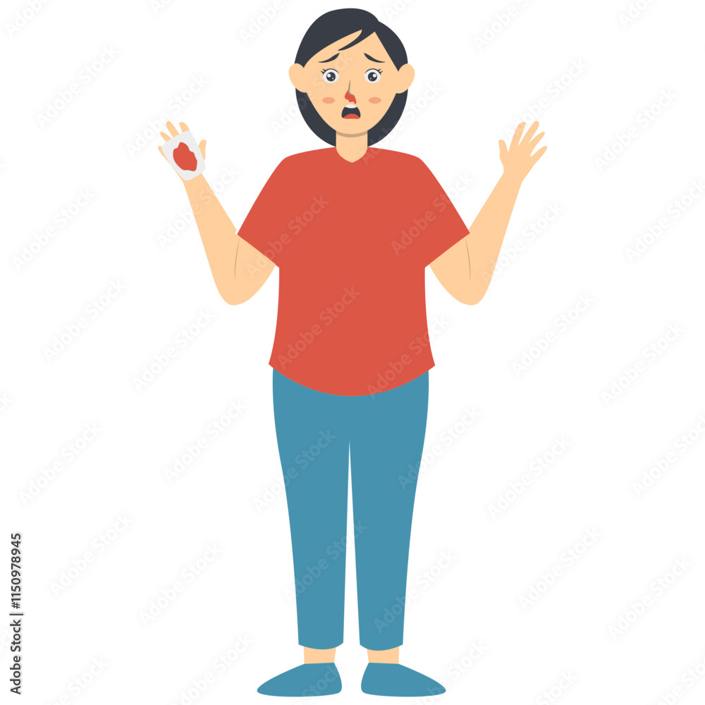 Woman with Pain and Injury. Vector Character Isolated on White Background Woman with Pain and Injury. Vector Character Isolated on White Background