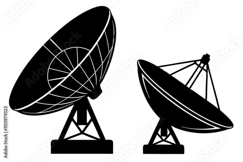 Satellite dish silhouette vector.