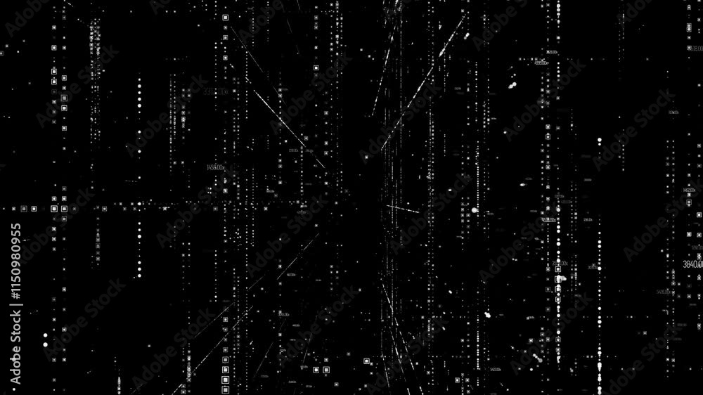 Computer-generated abstract data stream flowing on black background