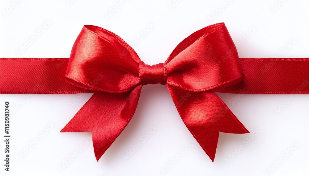 Fototapeta premium Red Bow And Ribbon Isolated On White Background