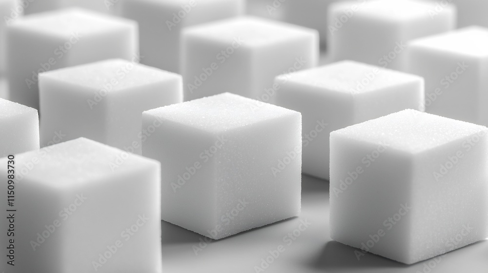 Minimalist Geometric Sugar Cube Composition in Clean White Studio Setting Minimalist Geometric Sugar Cube Composition in Clean White Studio Setting