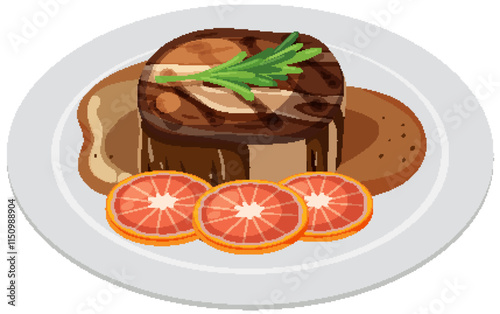 Gourmet Steak with Citrus Garnish