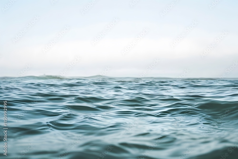 Fototapeta premium Gentle waves roll across the open sea, reflecting the calm beauty of a clear sky.