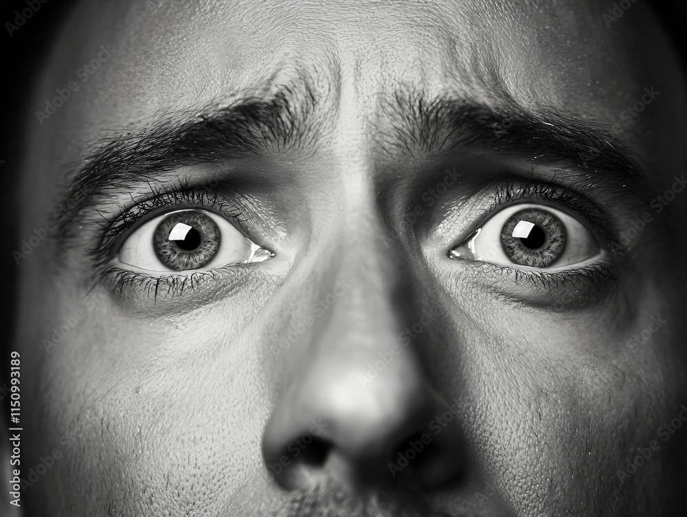 Naklejka premium Fearful emotional expression of a man close-up photography intimate environment human emotions concept