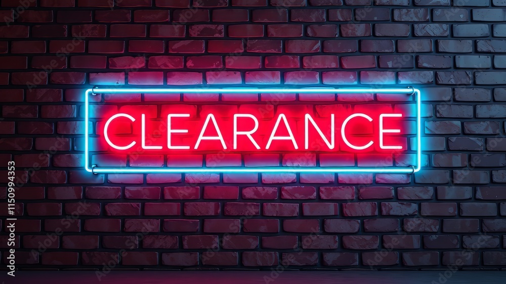 Clearance Sale Neon Banner on Brick Wall - Modern Design
