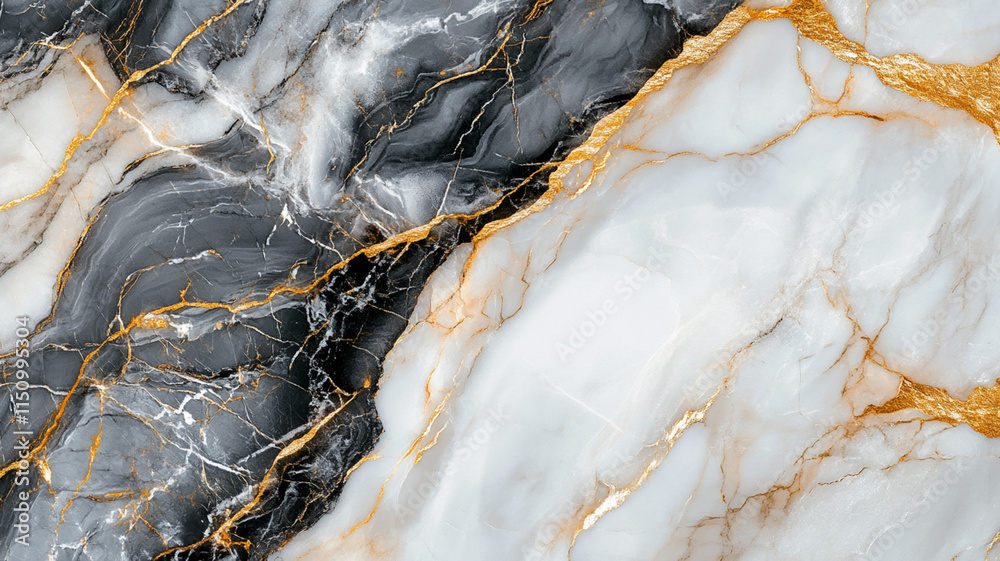 Obraz premium Luxurious Marble with Gold Veins Abstract Texture