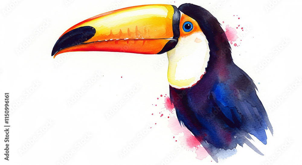 Obraz premium Vibrant Toucan Watercolor Painting Exotic Bird Art Print