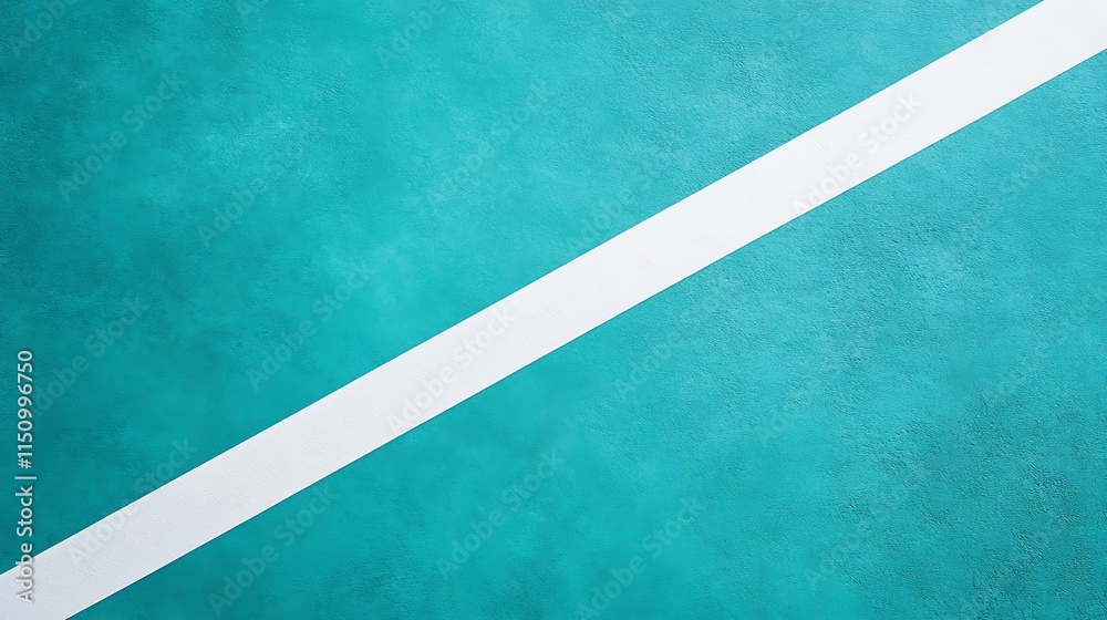Fototapeta premium Teal surface with diagonal white line.
