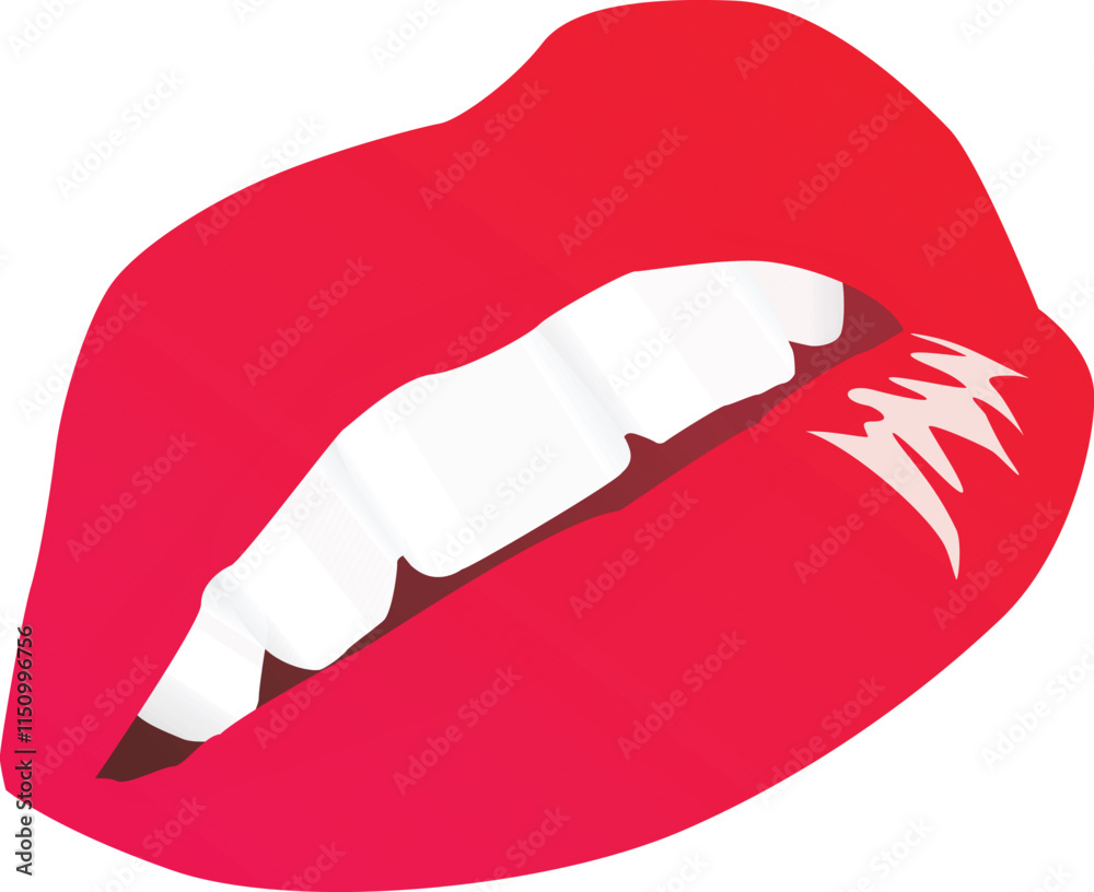 Vector illustration red lips flat design artwork Vector illustration red lips flat design artwork