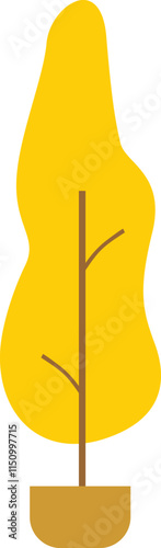 Vector illustration yellow tree with pot flat design