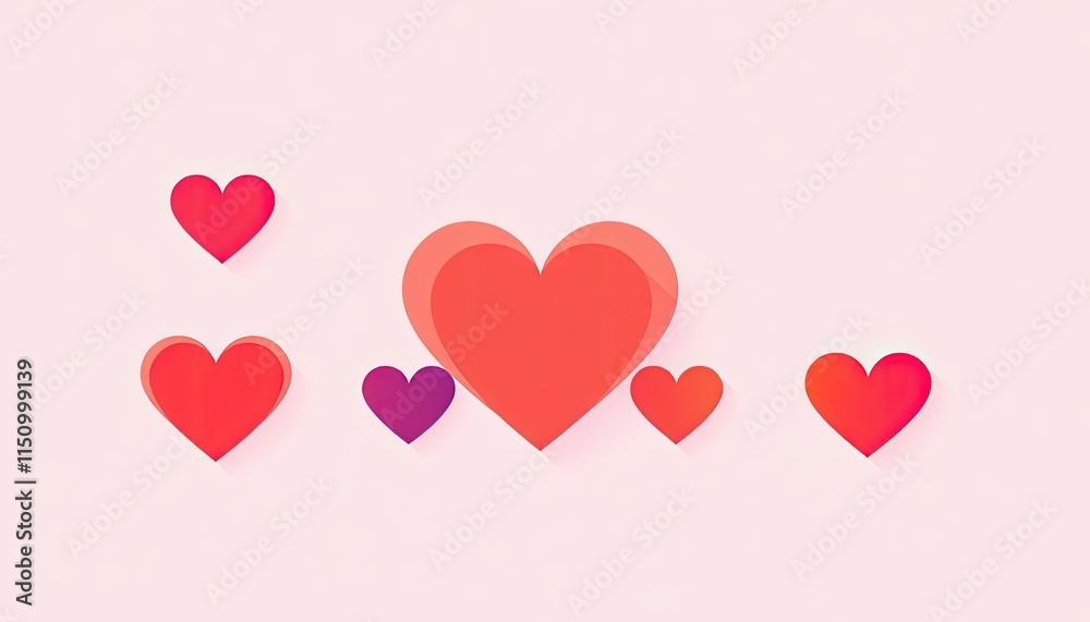Abstract Valentine icon set with overlapping heart shapes and vibrant colors. Abstract Valentine icon set with overlapping heart shapes and vibrant colors.