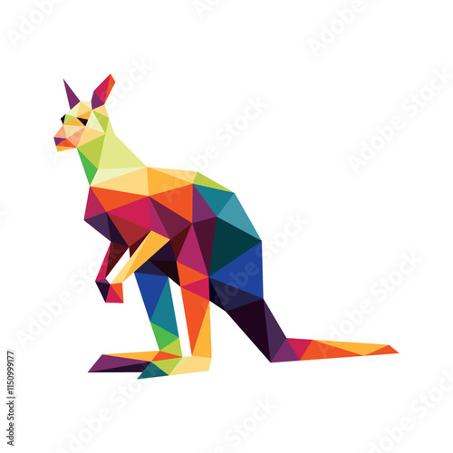 Colorful Kangaroo Polygonal low poly logo icon Kangaroo colorful illustration logo. Good for kids animal book