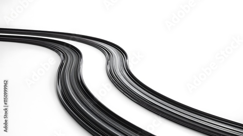 Abstract black lines curving on white background.