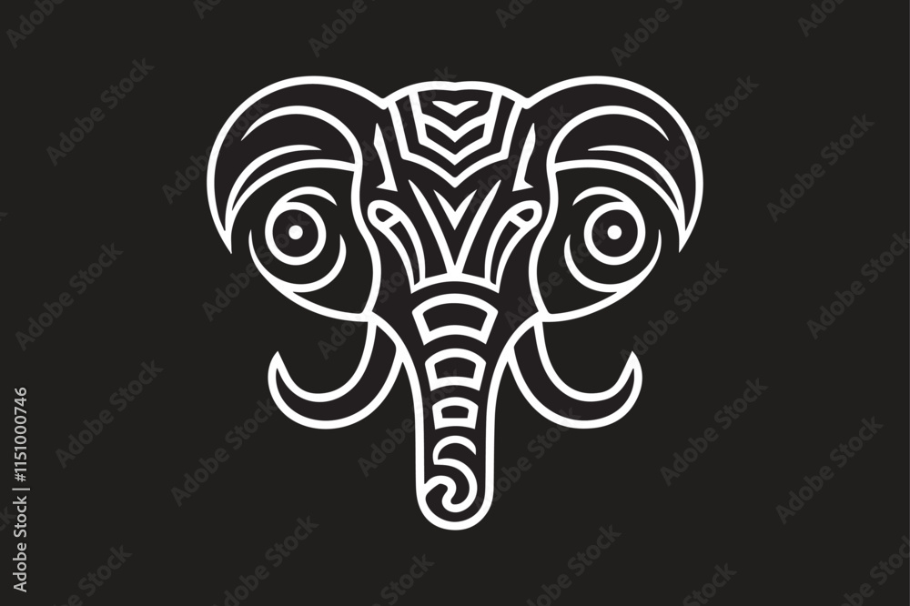 Elephant Head Icon Silhouette for Branding