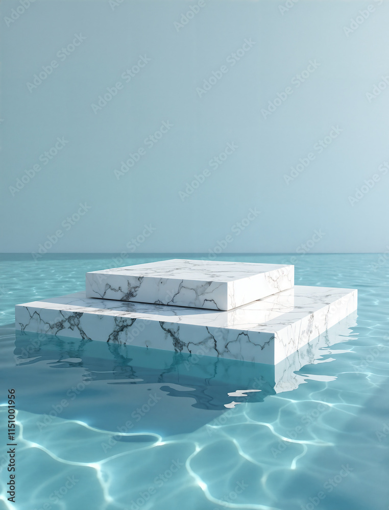 Fototapeta premium Summer product display platform for cosmetics.