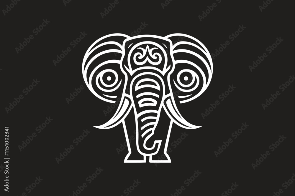 Elephant Face Silhouette Icon Vector for Projects Elephant Face Silhouette Icon Vector for Projects