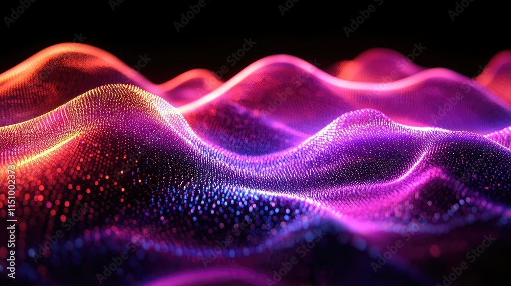 Obraz premium Abstract Neon Waveform: Vibrant Digital Landscape
