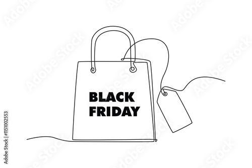 Black Friday sale concept. Single line draw design vector graphic illustration.