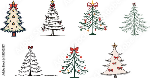Collection of Illustrated Christmas Trees