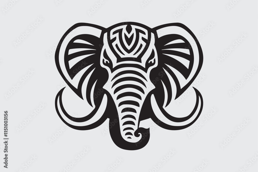 Stylish Elephant Face Silhouette for Branding Stylish Elephant Face Silhouette for Branding
